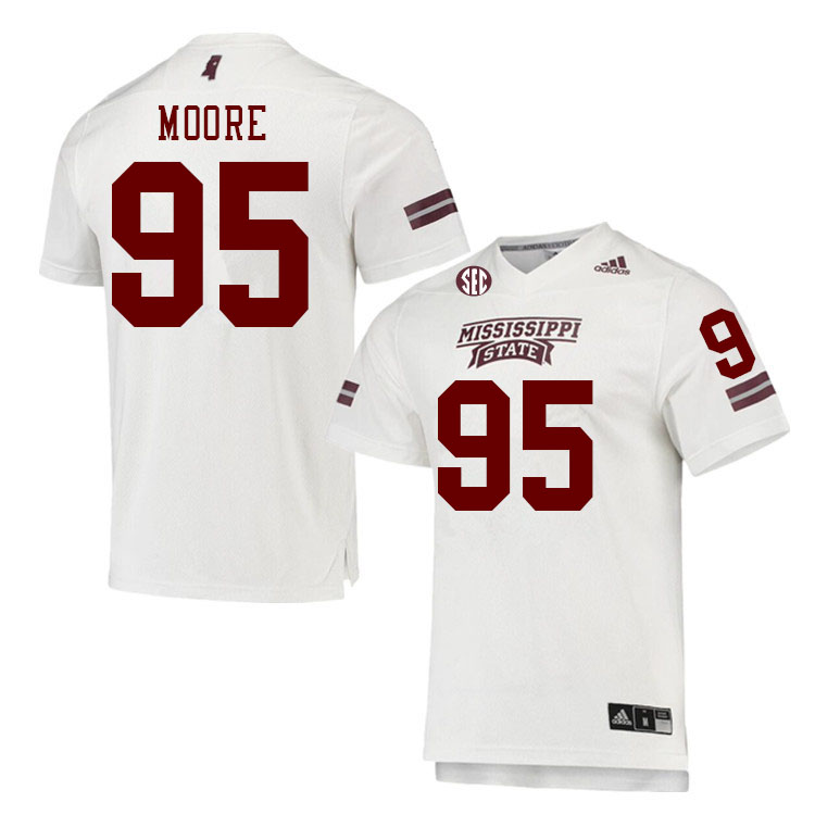 Men #95 Gabe Moore Mississippi State Bulldogs College Football Jerseys Stitched Sale-White - Click Image to Close